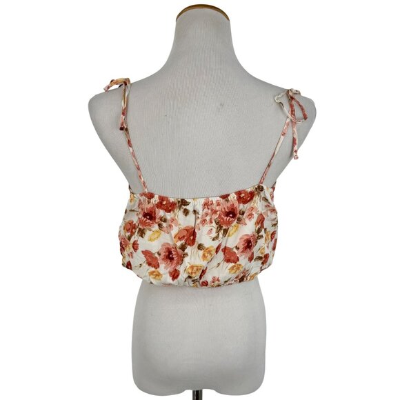 Abercrombie Flirty Romantic Floral Button Front Tie-Strap Feminine Crop Top Cami - Picture 7 of 13